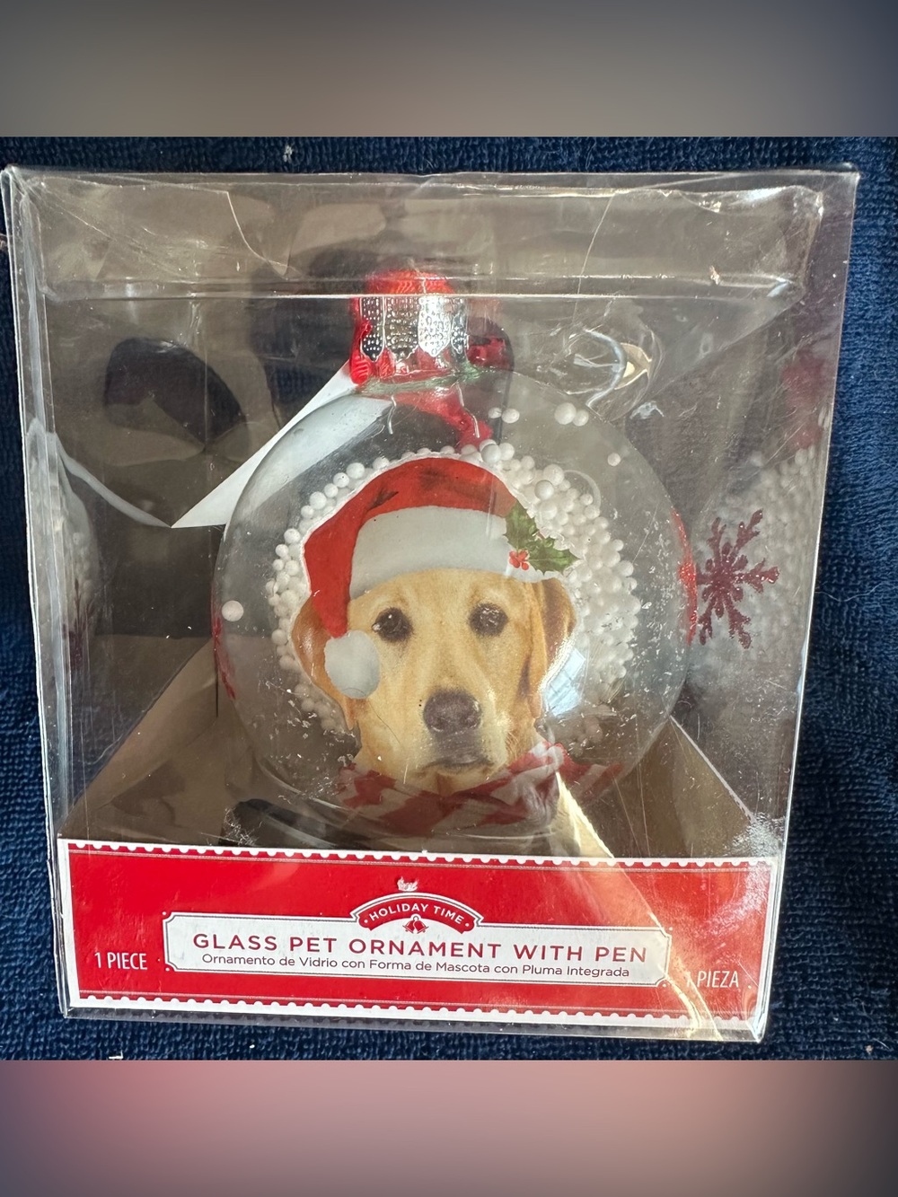 Holiday Time Round Glass Yellow Labrador Retriever Dog Ornament Dog Lover Gift